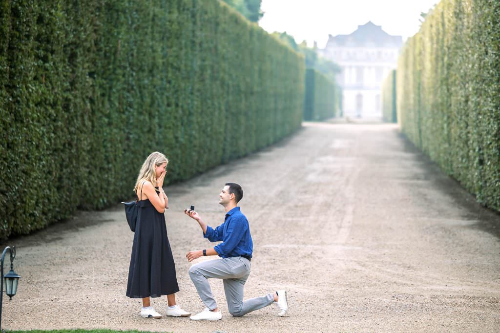 Surprise proposal at Versailles gardens
