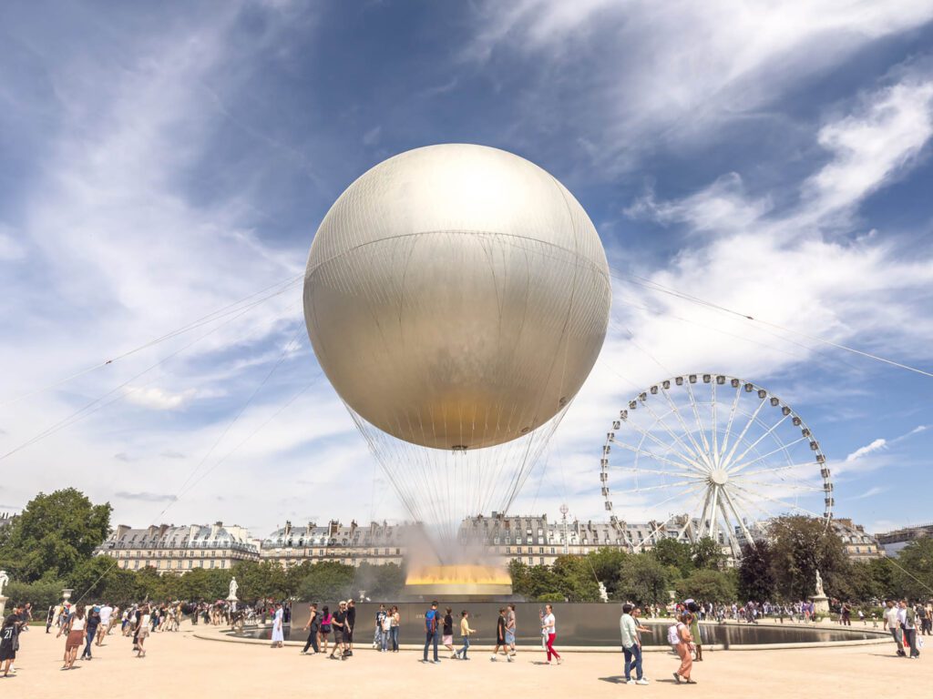 the olympic cauldron in the tuileries in the summer of 2025