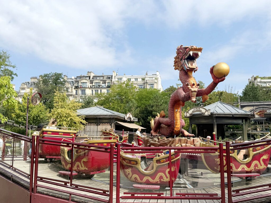 things to do in Paris in February, one of the carnival rides in the Japanese garden of the Jardin d'Acclimatation in Paris