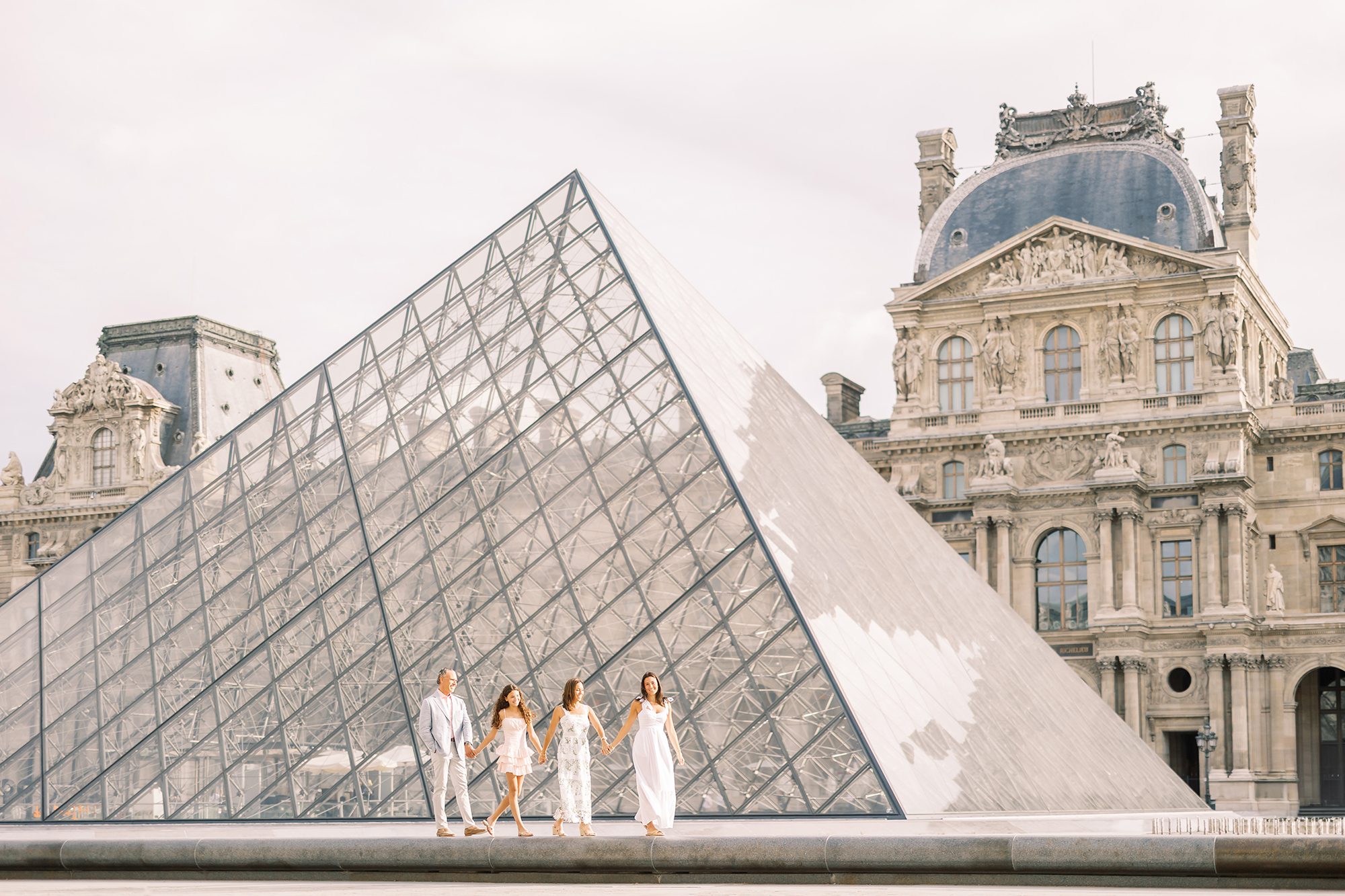 family photographs at the louvre in paris
